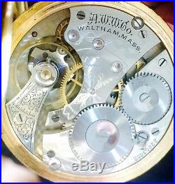 Waltham Model 1908 Pocket Watch in 14k GOLD Deuber floral case-working-16s-1919