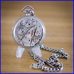 Waltham Nickel cased, 19 Jewel, Open Faced Pocket Watch with matching chain