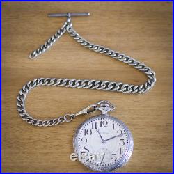 Waltham Nickel cased, 19 Jewel, Open Faced Pocket Watch with matching chain