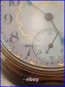 Waltham Pocket Watch 14k Gold Fill Case, Gold Gears, 1920s, 15 Jewel