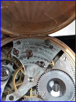 Waltham Pocket Watch 14k Gold Fill Case, Gold Gears, 1920s, 15 Jewel
