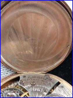 Waltham Pocket Watch 14k Gold Fill Case, Gold Gears, 1920s, 15 Jewel