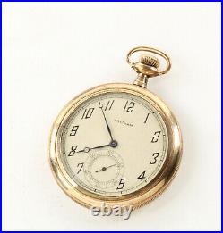 Waltham Pocket Watch 17 Jewel 12 Size Guaranteed 10 years case Runs RA21-218