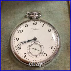 Waltham Pocket Watch Mechanical SS Rare Vintage 1920 Box White dial silver case