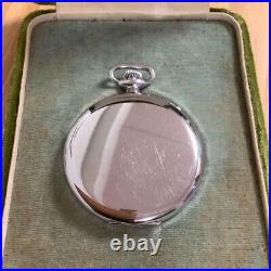 Waltham Pocket Watch Mechanical SS Rare Vintage 1920 Box White dial silver case