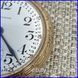 Waltham Railroad Pocket Watch Grade 645 21 Jewel Dual Hour Hands NAWCo 10k case