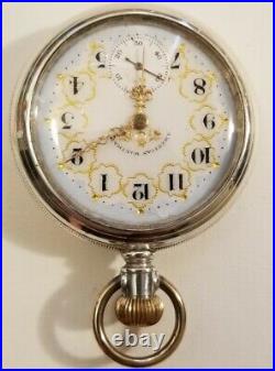 Waltham Riverside 16S. 15J. Adj. Two-tone movement fancy dial (1899) silver case