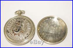 Waltham Santa Fe Route 17 Jewels Adjusted Pocket Watch Silverode Case Cres St