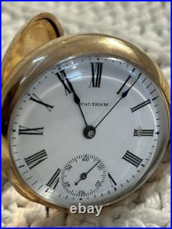 Waltham Traveler 10K Gold Filled Ladies Pocket Watch J Boss Keystone Case Vtg US