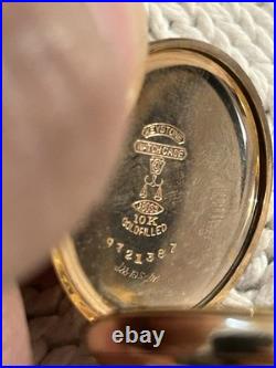 Waltham Traveler 10K Gold Filled Ladies Pocket Watch J Boss Keystone Case Vtg US