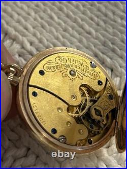Waltham Traveler 10K Gold Filled Ladies Pocket Watch J Boss Keystone Case Vtg US