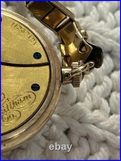 Waltham Traveler 10K Gold Filled Ladies Pocket Watch J Boss Keystone Case Vtg US
