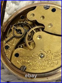 Waltham Traveler 10K Gold Filled Ladies Pocket Watch J Boss Keystone Case Vtg US