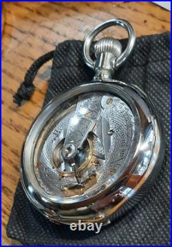 Waltham USA Open-Face 17J Display back rare hinged case Pocket Watch! U. S. A