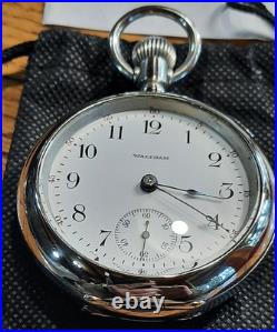 Waltham USA Open-Face 17J Display back rare hinged case Pocket Watch! U. S. A