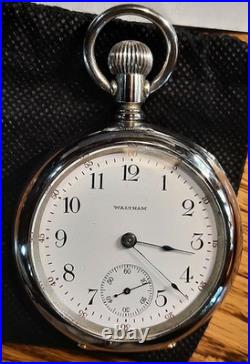 Waltham USA Open-Face 17J Display back rare hinged case Pocket Watch! U. S. A