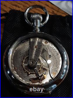 Waltham USA Open-Face 17J Display back rare hinged case Pocket Watch! U. S. A