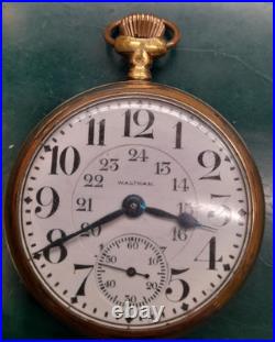 Waltham Vanguard Pocket Watch Model 1908 23 Jewel 24 Hour Dial GF Fortune Case