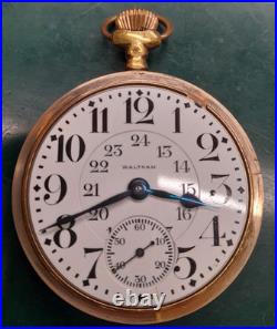 Waltham Vanguard Pocket Watch Model 1908 23 Jewel 24 Hour Dial GF Fortune Case