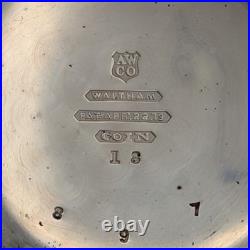 Waltham Wm Ellery 18s Pocket Watch 11J Model 1877 Coin Silver Case Runs 1884