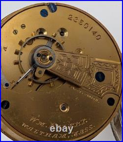 Waltham Wm Ellery 18s Pocket Watch 11J Model 1877 Coin Silver Case Runs 1884
