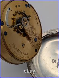 Waltham Wm Ellery 18s Pocket Watch 11J Model 1877 Coin Silver Case Runs 1884