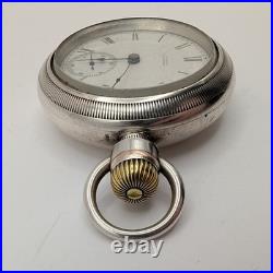 Waltham Wm Ellery 18s Pocket Watch 11J Model 1877 Coin Silver Case Runs 1884