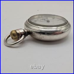 Waltham Wm Ellery 18s Pocket Watch 11J Model 1877 Coin Silver Case Runs 1884