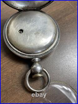 Waltham Wm. Ellery Model 1877 Size 18S Key Wind Sterling Silver Case AS-IS