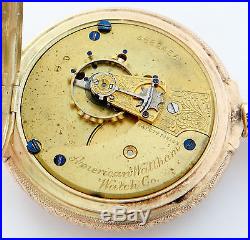 Waltham pocket watch in 14K multicolor gold true box hinge hunter case rf51433
