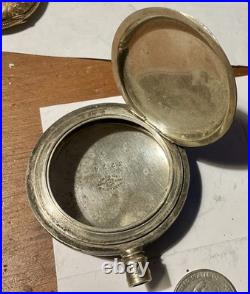 Warranted Coin Silver Size 18 Pocket Watch Case / damaged 2.5 oz
