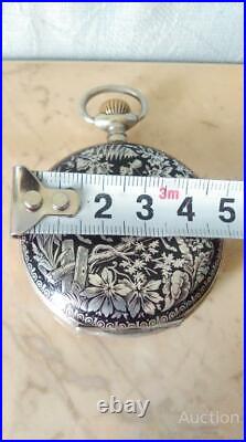 Watch Remontoir Pocket 16 Rubis Antique Silver Swiss Case Horse Rare Patent Old