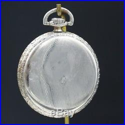 White Gold 1917 ELGIN 17 Jewel Pocket Watch Grade 345 Fancy Case Antique USA 12s