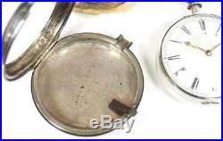 William IV Pair Cased Pocket Watch Fusee Verge Solid Silver Pocket Watch C1834