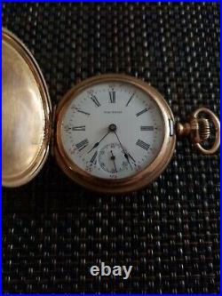 Womens Antique Waltham Pocket Watch Ca1892 0 Size Hunter Case, Pendant Watch