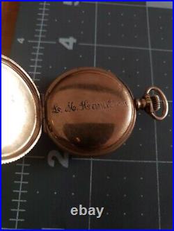 Womens Antique Waltham Pocket Watch Ca1892 0 Size Hunter Case, Pendant Watch