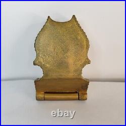 Wooden Pocket Watch Holder Case Gold Wash Ornate Antique 1900's Small Watch