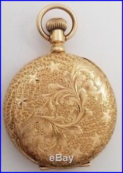 Working 1892 Elgin Pocket Watch 13 Jewels Solid 14K Gold Double Hunter Case