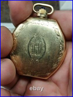 Working Vintage 1928 Elgin 303 12s Gold Filled Barrel Case Pocket Watch