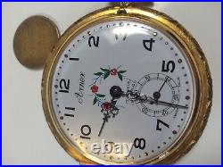 Working Vintage Arnex Mens Manual Pocket Watch Embossed Deer Hunter Case