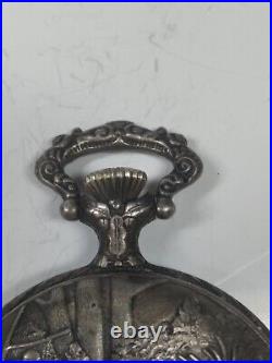 Working Vintage Arnex Mens Manual Pocket Watch Embossed Deer Hunter Case