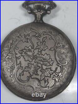 Working Vintage Arnex Mens Manual Pocket Watch Embossed Deer Hunter Case