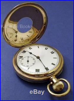 Working Vintage Tavannes 16 Jewel Gold Plated Half Hunter Case Fob Pocket Watch