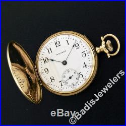 Working Waltham 16s 17j Mechanical Pocket Watch 14k Gold Wadsworth Hunter Case