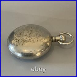 Works! Antique 1898 LOCOMOTIVE Railroad TRAIN CASE 18s WALTHAM 17j MODEL 1883