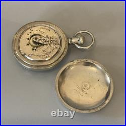Works! Antique 1898 LOCOMOTIVE Railroad TRAIN CASE 18s WALTHAM 17j MODEL 1883