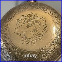 Works! Vintage Antique Illinois Gold Filled Hunter Horse Case Grade 89 18s 17j