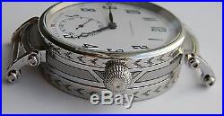 Wristwatch Case For Pocket Watch Movement With Mineral Crystals, Engraved