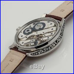 Wristwatch from Pocket Watch Vintage Movement New Steel Case Hand Engraved HWC