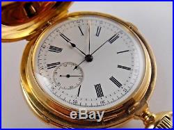 ZENTLER FRERES 18K Gold Hunter Case Minute Repeater Chronograph Pocket Watch 35J